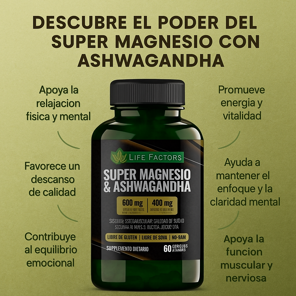 Suplemento Magnesio + Ashwagandha 600Mg