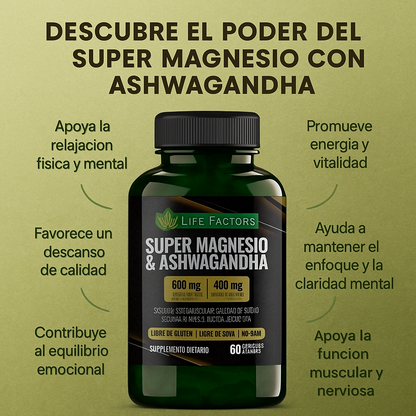 Suplemento Magnesio + Ashwagandha 600Mg