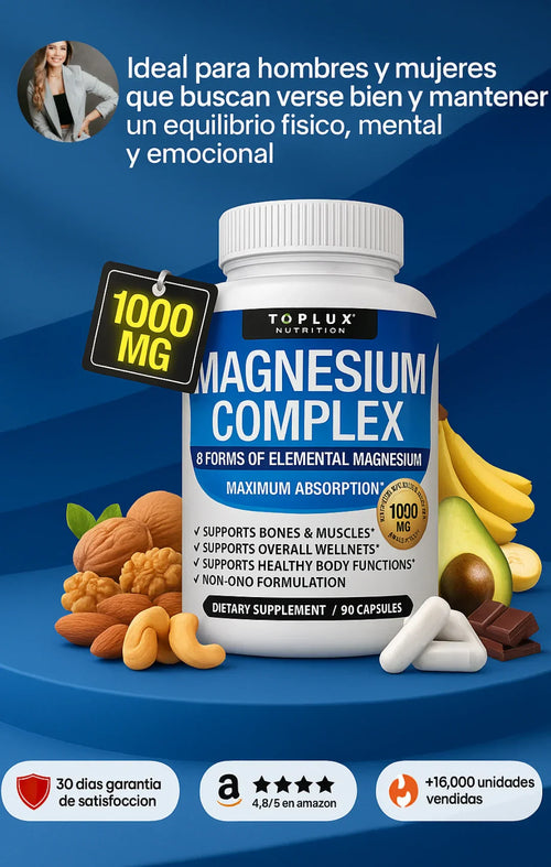 MAGNESIO COMPLEX 8 EN 1 - Recupera tu energía, equilibra tu cuerpo y mejora tu figura